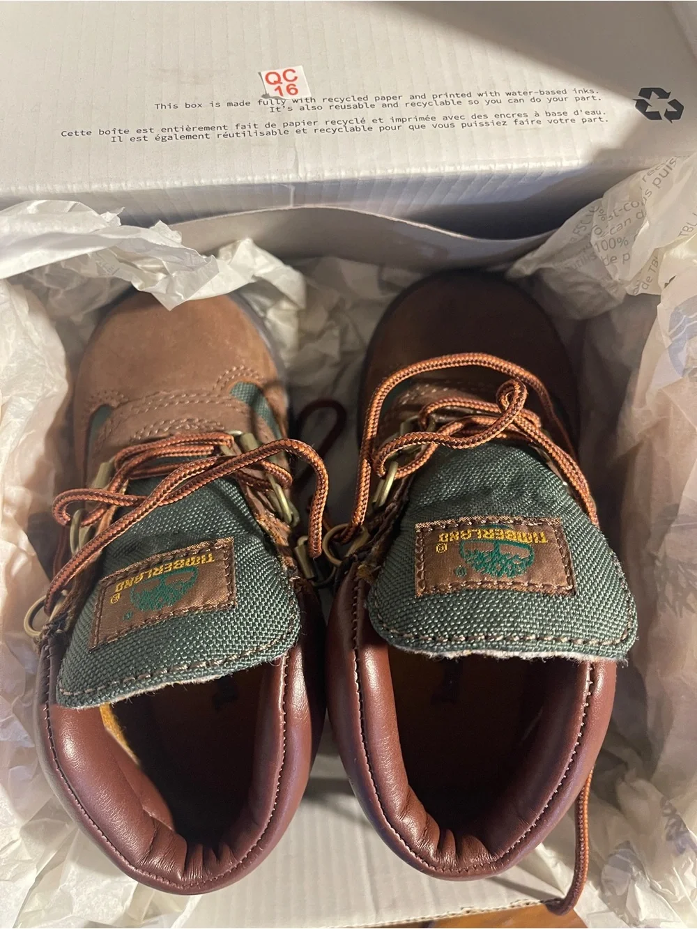 Timberland Field Mid Boot Kids Brown and Green 8 M Toddler